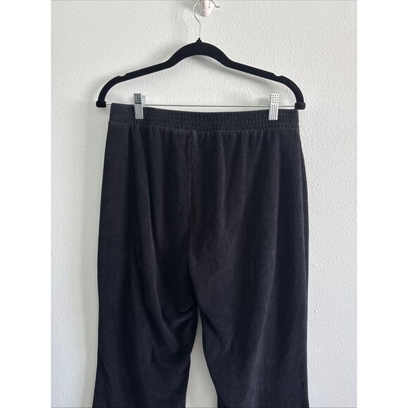 Aerie High Waisted Ribbed Flare Leggings Black Stretch Lounge Womens Large Tall - Picture 4 of 5